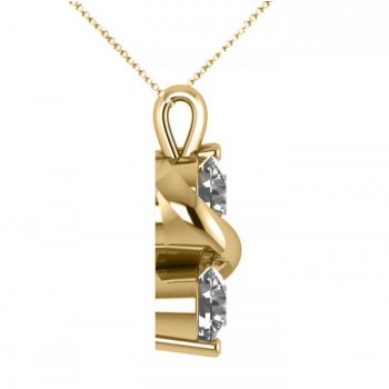 Diamond Swirl Two Stone Pendant Necklace 14k Yellow Gold (1.00ct)