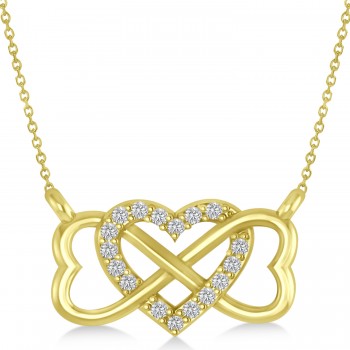 Infinity & Heart Diamond Pendant Necklace 14k Yellow Gold (0.09ct)