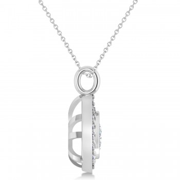 Diamond Trillion Cut Halo Pendant Necklace 14k White Gold (1.86ct)