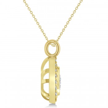 Diamond Trillion Cut Halo Pendant Necklace 14k Yellow Gold (1.86ct)