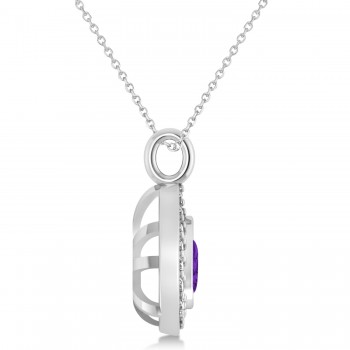 Amethyst Trillion Cut Halo Pendant 14k White Gold (1.86ct)