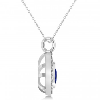 Blue Sapphire Trillion Cut Halo Pendant 14k White Gold (1.86ct)