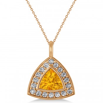 Citrine Trillion Cut Halo Pendant 14k Rose Gold (1.86ct)