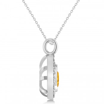 Citrine Trillion Cut Halo Pendant 14k White Gold (1.86ct)