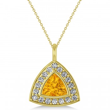 Citrine Trillion Cut Halo Pendant 14k Yellow Gold (1.86ct)