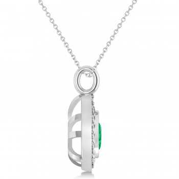 Emerald Trillion Cut Halo Pendant 14k White Gold (1.86ct)