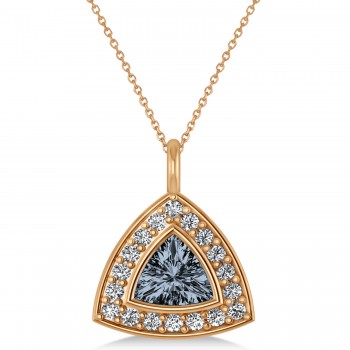 Gray Spinel Trillion Cut Halo Pendant 14k Rose Gold (1.86ct)