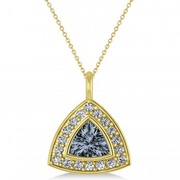 Gray Spinel Trillion Cut Halo Pendant 14k Yellow Gold (1.86ct)