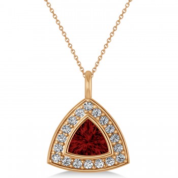 Garnet Trillion Cut Halo Pendant 14k Rose Gold (1.86ct)