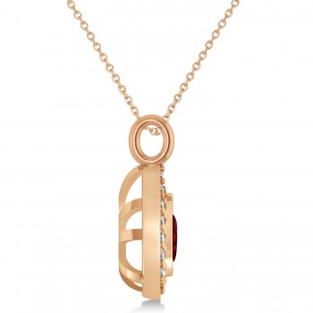 Garnet Trillion Cut Halo Pendant 14k Rose Gold (1.86ct)