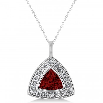 Garnet Trillion Cut Halo Pendant 14k White Gold (1.86ct)