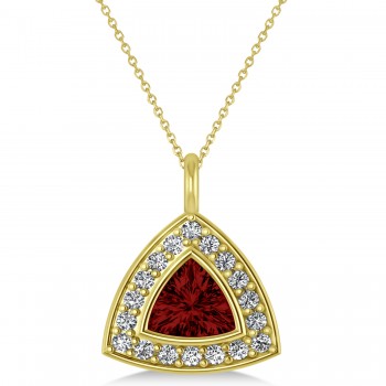 Garnet Trillion Cut Halo Pendant 14k Yellow Gold (1.86ct)