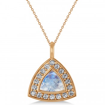 Moonstone Trillion Cut Halo Pendant 14k Rose Gold (1.86ct)