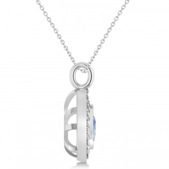 Moonstone Trillion Cut Halo Pendant 14k White Gold (1.86ct)