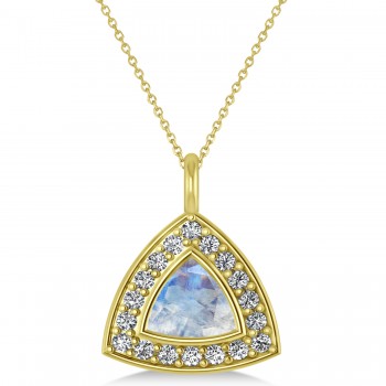 Moonstone Trillion Cut Halo Pendant 14k Yellow Gold (1.86ct)