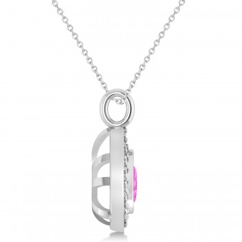 Pink Sapphire Trillion Cut Halo Pendant 14k White Gold (1.86ct)