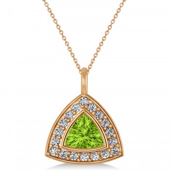 Peridot Trillion Cut Halo Pendant 14k Rose Gold (1.86ct)