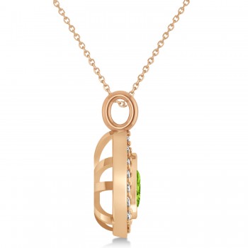 Peridot Trillion Cut Halo Pendant 14k Rose Gold (1.86ct)