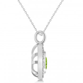 Peridot Trillion Cut Halo Pendant 14k White Gold (1.86ct)