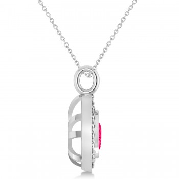 Pink Tourmaline Trillion Cut Halo Pendant 14k White Gold (1.86ct)