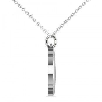 Crescent Moon Pendant Necklace 14K White Gold