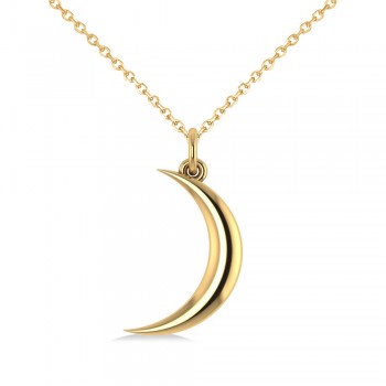 Crescent Moon Pendant Necklace 14K Yellow Gold