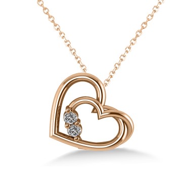 Double Heart Two Stone Diamond Pendant 14k Rose Gold (0.20ct)