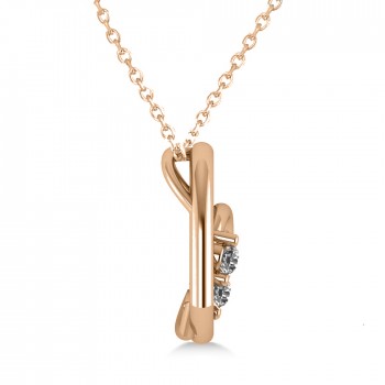 Double Heart Two Stone Diamond Pendant 14k Rose Gold (0.20ct)