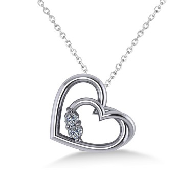 Double Heart Two Stone Diamond Pendant 14k White Gold (0.20ct)