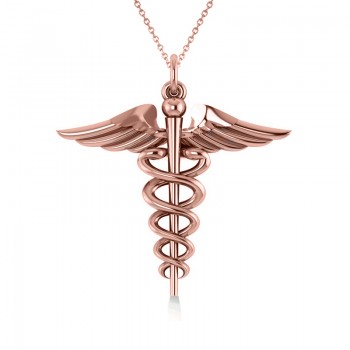 Caduceus Medical Symbol Pendant 14k Rose Gold