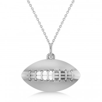 Football Charm Men's Pendant Necklace 14K White Gold