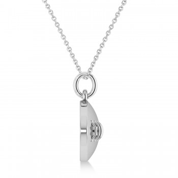 Football Charm Men's Pendant Necklace 14K White Gold