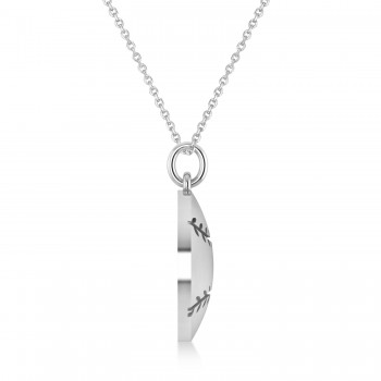 Baseball Charm Men's Pendant Necklace 14K White Gold