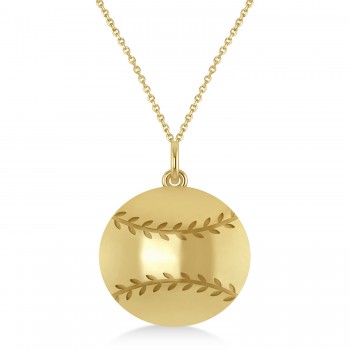 Baseball Charm Men's Pendant Necklace 14K Yellow Gold