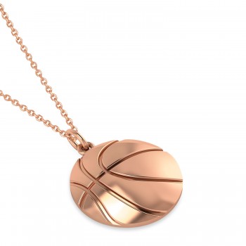 Basketball Charm Pendant Necklace 14K Rose Gold