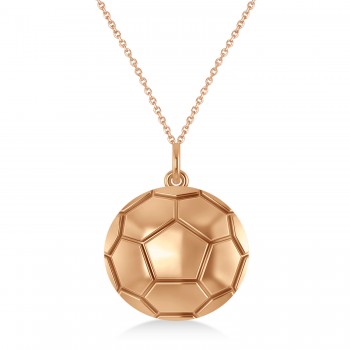 Soccer Ball Charm Men's Pendant Necklace 14K Rose Gold