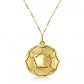 Soccer Ball Charm Men's Pendant Necklace 14K Yellow Gold