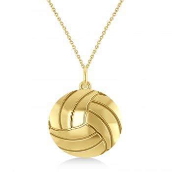 Volleyball Charm Pendant Necklace 14K Yellow Gold