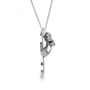 Summer Flip-Flop & Flower Pendant Necklace in 14k White Gold