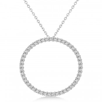 Diamond Circle of Life Charm Pendant Necklace 14k White Gold (0.68ct)