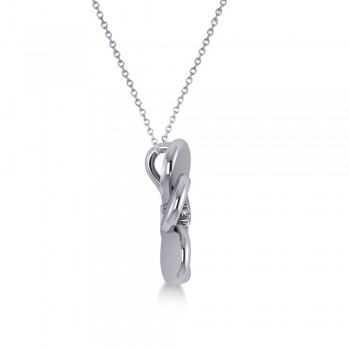 Diamond Flower Charm Pendant Necklace 14k White Gold (0.03ct)
