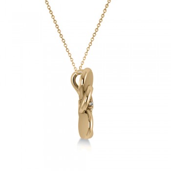 Diamond Flower Charm Pendant Necklace 14k Yellow Gold (0.03ct)