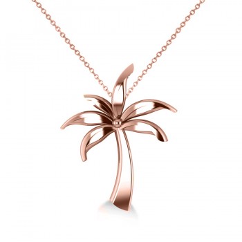 Summer Palm Tree Pendant Necklace in 14k Rose Gold