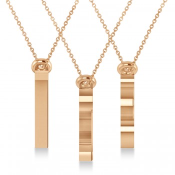 Personalized Plain Text Number Pendant Necklace 14k Rose Gold
