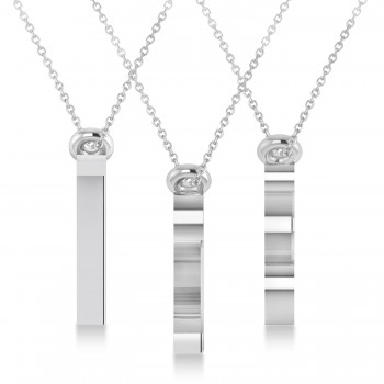 Personalized Plain Text Number Pendant Necklace 14k White Gold