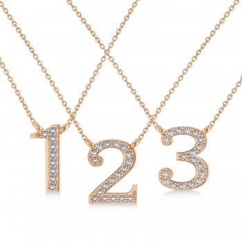 Diamond Personalized Number Pendant Necklace 14k Rose Gold