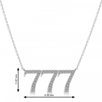 Diamond 777 Angel Number Pendant  Necklace 14K White Gold (0.36ct)