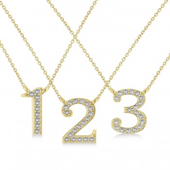 Diamond Personalized Number Pendant Necklace 14k Yellow Gold