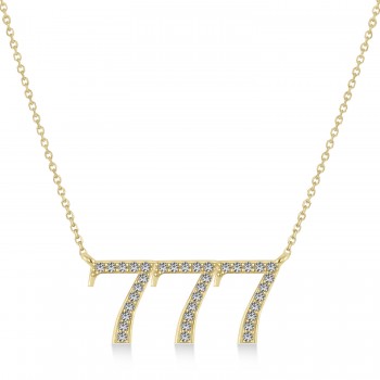 Diamond 777 Angel Number Pendant Necklace 14K Yellow Gold (0.36ct)