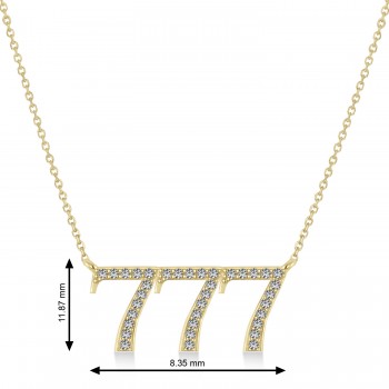 Diamond 777 Angel Number Pendant Necklace 14K Yellow Gold (0.36ct)